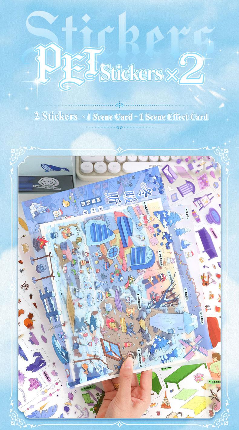 Seasonal Sanctuary Series – 3D Scene Sticker Kit,DIY Fantasy Diorama for Journaling & Scrapbooking,Cottagecore Aesthetic Gift for Women & Girls,PET Sticker Set