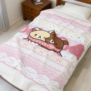 Cute Pastel Rilakkuma Bears Soft Cozy Blanket