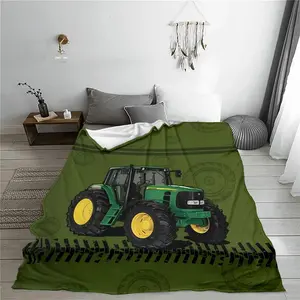 Ultra-Soft Flannel Throw Blanket with Tractor Print - Perfect for Couch, Bed, Office, and Travel - Cozy All-Season Comfort, Ideal Birthday Gift, 200-250gsm, Easy Care