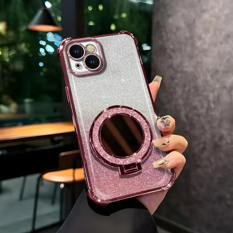 Suitable for [iPhone 15] Latest high-end phone case，features a built-in mirror and stand function—practical and stylish.and if you purchase now, you'll enjoy free shipping.YM99