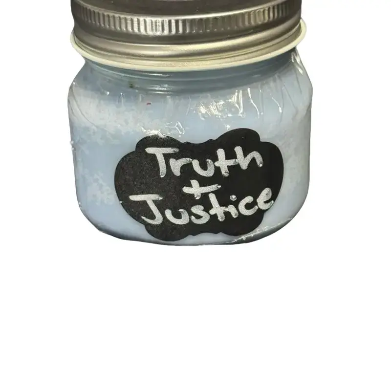 Truth and Justice Blue Spell Candle - Homemade Decorative Candle with "Truth and Justice" Design - Ornaments
