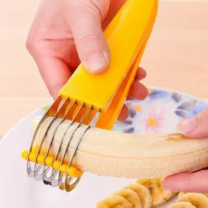 Stainless Steel Banana & Cucumber Slicer, Food-Safe, Easy to Use, Ideal for Bbqs & Outdoor Cooking, Kitchen Gadget, Fruit Vegetable Slicer, Essential Tool