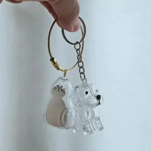 Dog or Cat Hair Keepsake Keychain, Transparent Capsule Pendant Charm, Cute Design, Pet Memorial Gift for Pets Lovers, Small and Lightweight