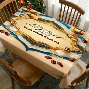1PC Muslim Ramadan Tablecloth Washable, Table Cover Perfect for Picnics, Camping, Weddings, Birthday Parties, Christmas Restaurants, and Buffets - Protect Your Tabletop with Vintage Style Table Cloth Home Decoration Outdoor Picnic Table