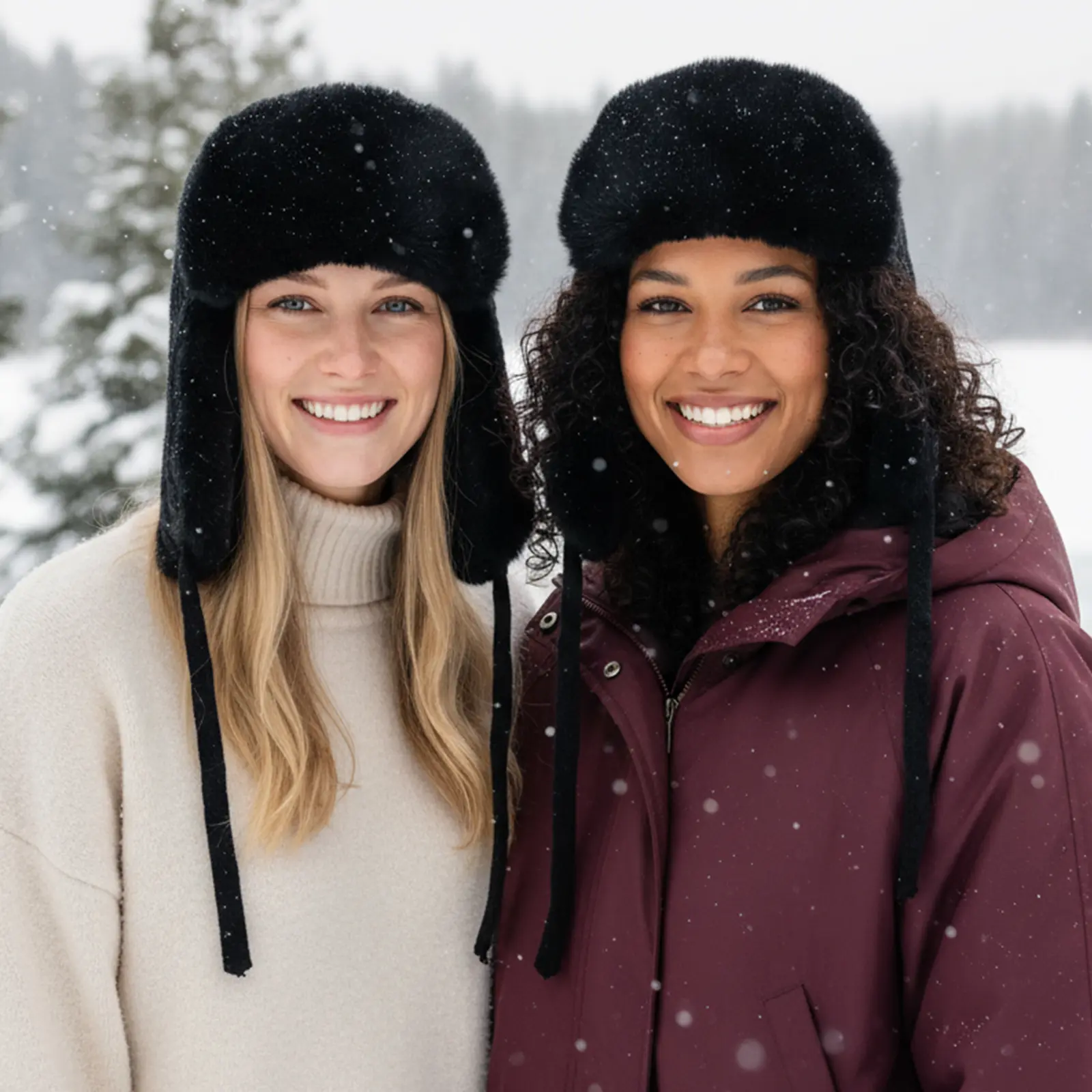 Cable Knit Fur Lined Trapper Hat for Women Men Warm Winter Cap with Ear Flaps Cold Weather Russian Hat