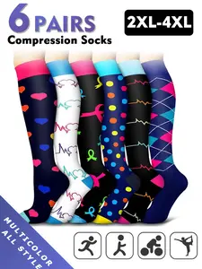 Compression Socks for Men & Women, 20-30mmhg Knee High Design, Running Performance Recovery, 6 Pairs for Circulation Support
