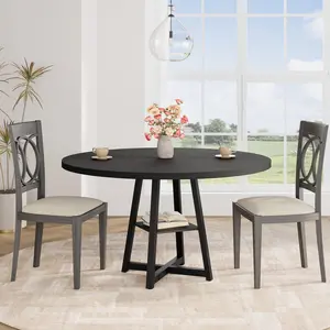 Farmhouse Oval & Round Dining Table for 4-8, Rustic Brown Wooden Top with Sturdy Metal Base, Modern Kitchen Dining Furniture, Table Only