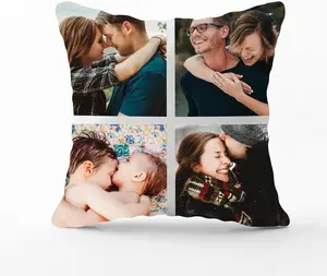 Personalised Pillow Cushion Cover, Customised With Four Multi Photo Printed Collage, Gift for Girlfriend, Husband, Wife, Family, Birthday, Mothers Day Keepsake Home Décor Throw Pillow/Cushion.