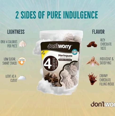 Meringues 4-Pack | Mint & Double Chocolate | Just 4 Cal per Piece, Low Sugar, Refreshing & Indulgent Cookie Delight