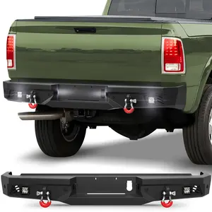 Rear Back Bumper w/Lights for 2010-2018 Dodge Ram  2500/3500HD, 2010 2011 2012 2013 2014 2015 2016 2017 2018  Ram Truck Steel Rear Bumper w/LED Lights, D-rings