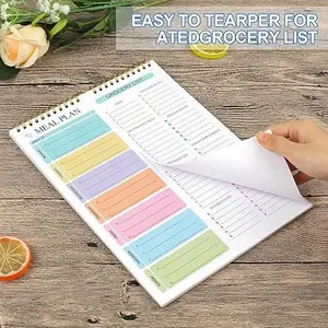 Weekly Meal Planner Notebook with Grocery List, Magnetic Fridge Planner, 50 Tear-Off Sheets, 5.83 x 8.54 Inch Meal Prep Pad, Wall-Mountable Kitchen Planner with To-Do List and Daily Schedule