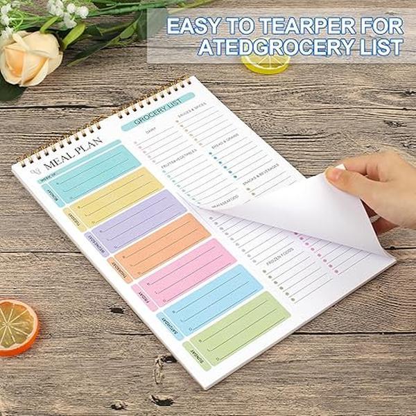 Weekly Meal Planner with Grocery List, Magnetic Fridge Planner, 50 Tear-Off Sheets, 5.83 x 8.54 Inch Meal Prep Pad, Wall-Mountable Kitchen Planner with To-Do List and Daily Schedule