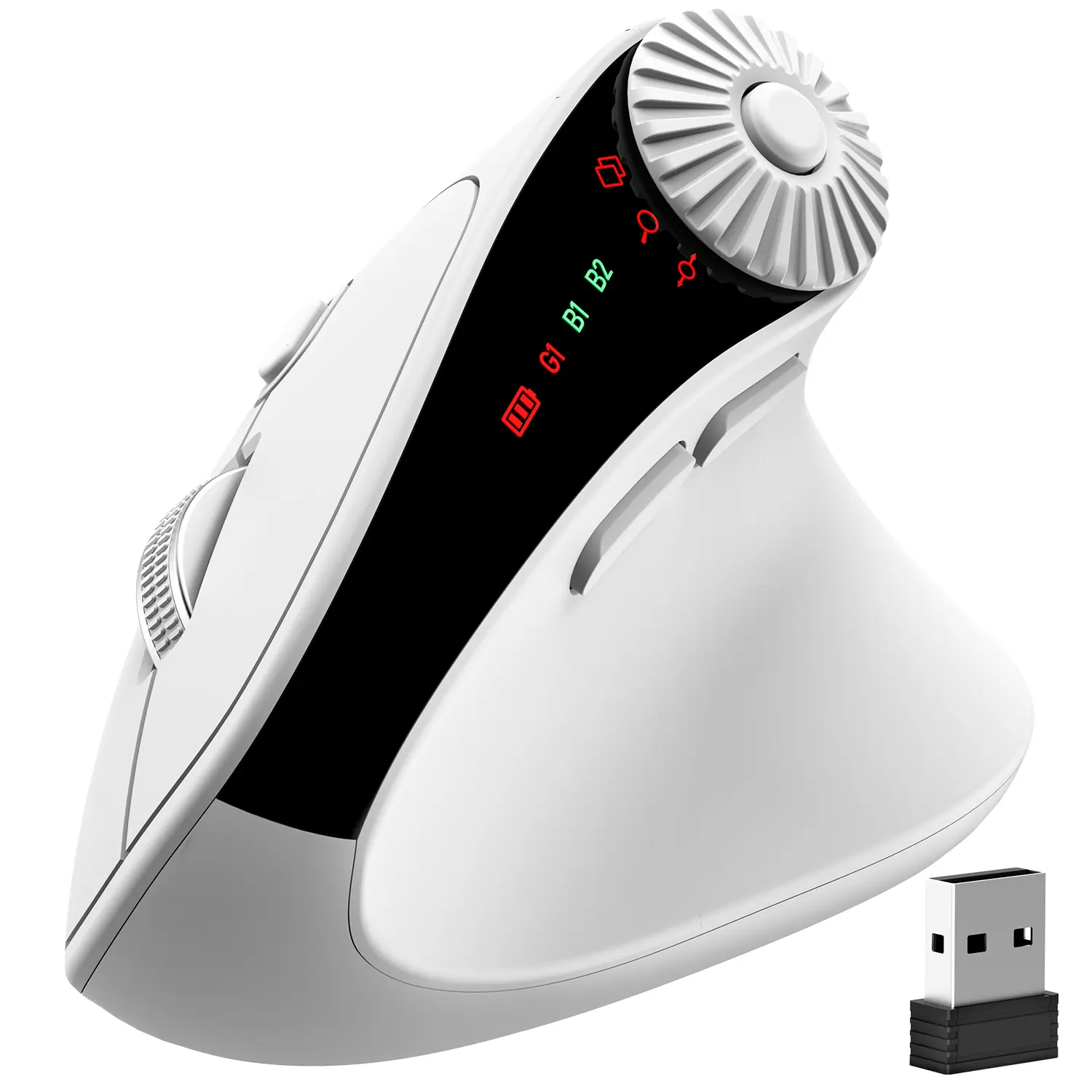 SABLUTE MAM51 Ergonomic Mouse Wireless with Side Scroll Wheel, Bluetooth Mouse with 4000 DPI, 8 Buttons Office Wireless Computer Mouse, Small to Medium Sized Hands Vertical Mice for PC and Desktop