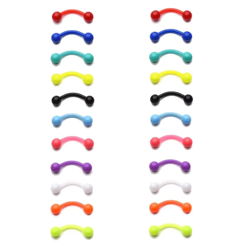 D.Bella 16G Clear Bioflex Acrylic Curved Barbell Eyebrow Rings Snake Eyes Belly Ring Mix Color Piercing Retainer 10mm