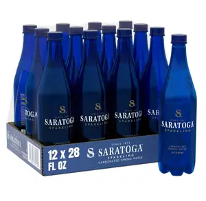 Saratoga Sparkling Water Bottles, 12-Pack – Carbonated Spring Bottled Water – Recycled PET Plastic Bottles – 28 Fl Oz