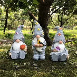 Set of 3 Resin Faceless Fairy Figurines, American Country Style Garden Gnome Statue Decorations, Desk Office Plant Pots, Home Entryway Ornament