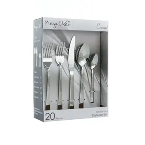 Megachef MCFW-CRAVAT-SILVER 4 in. Cravat Flatware Utensil Set, Silver - 20 Piece