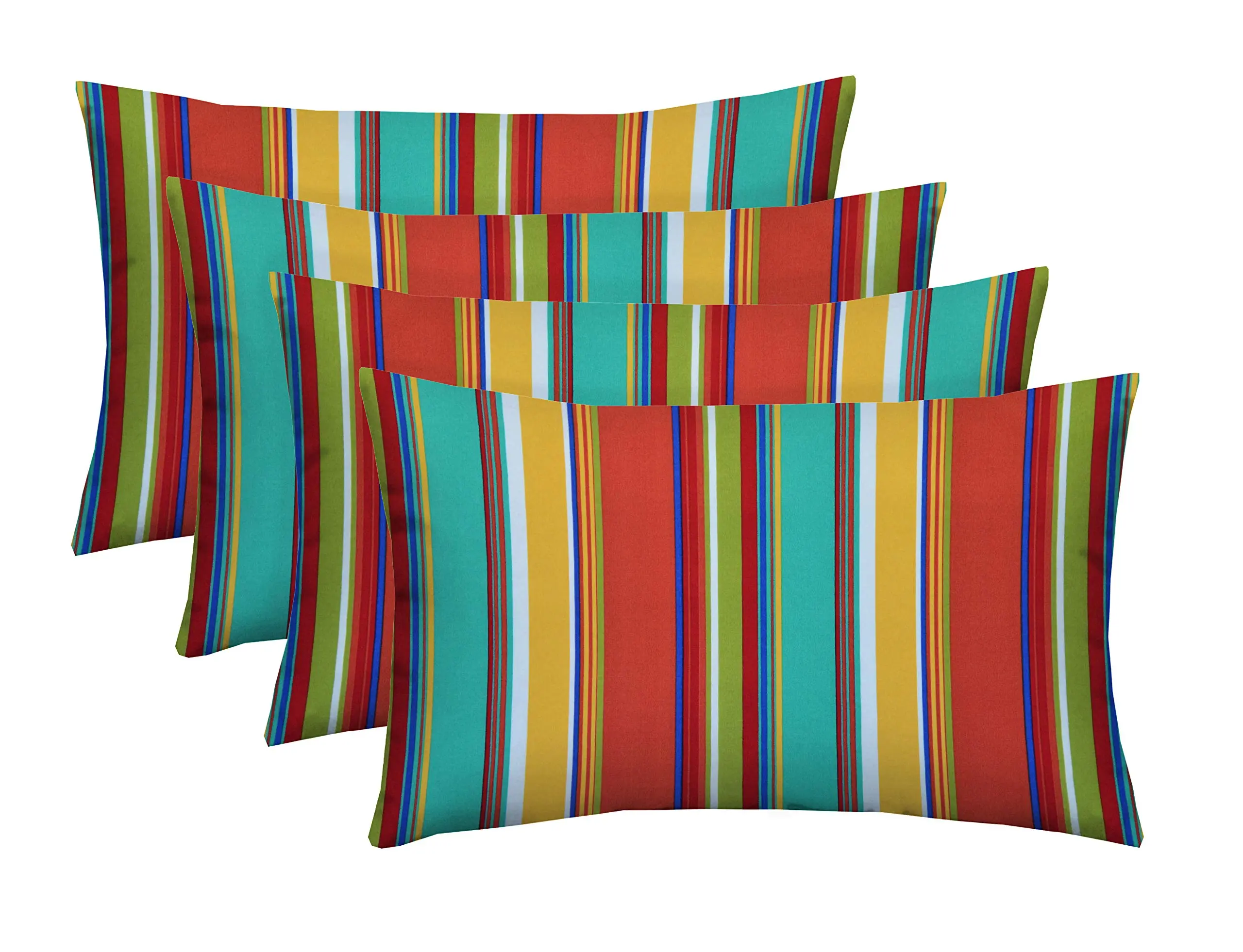 RSH Decor Bright Striped Lumbar Cushions 20"×12" Outdoor Pillows Set of 4, All-Weather Water & Fade Resistant Fabric, Perfect for Patio