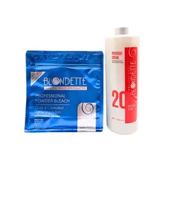 Blondette Blue Bleach Powder Kit 32 oz 20 Volumen Professional Salon Hair Products for Lightening & Effective Bleaching