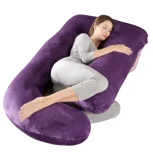 Large G Shape Maternity Pregnancy Pillow, Luxury Velvet Full Body Support Pillow for Side Sleeper, Detachable Zipper Cover, Hypoallergenic Fill for Pregnancy, Back Hip Leg Pain Relief