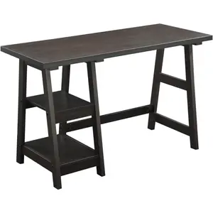 Trestle Desk with Shelves, 47", EspressoSimple home wall bar table dining table long table high foot table milk tea shop company dormitory