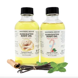 CinnaMint Body Oil Bundle - Peppermint Swirl & Cinnamon Roll - Moisturizing and Nourishing Smooth Handcrafted Skincare Fragrance Blend