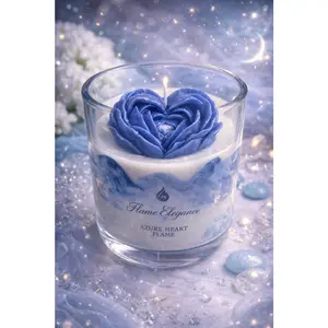 Azure Heart Flame Candle- Non-Toxic Soy Candle for Self-Care, Relaxation & Meaningful Gifts