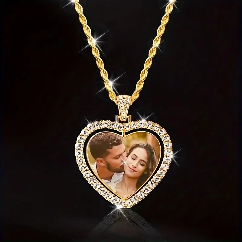 Customized Two Photo Luxury Necklace, Suitable for Both Men and Women To Wear Gift for Parents Husband Boyfriend and Girlfriend