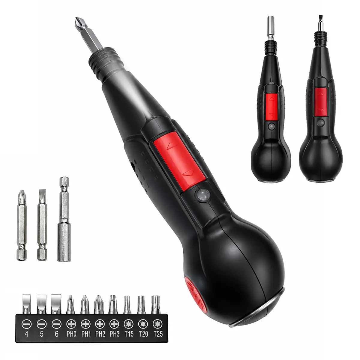 4V Rechargeable Cordless Electric Screwdriver Set, 15-in-1 Kit Cordless Power Tool with Magnetic Bits, Magnetic Steel Bits, Built-in LED Light, Ergonomic Handle, Forward-Reverse for Furniture Assembly, DIY Repair