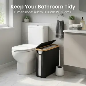 Toilet Paper Basket, Toilet Paper Storage with Lid, Toilet Paper Organizer for Bathroom, Free Standing Toilet Paper Holder with Storage Black