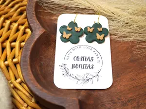Floral Butterfly Clay Earrings
