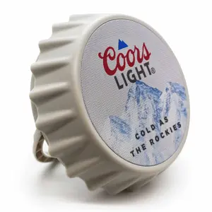 Coors Light Bottle Cap Shaped Bluetooth Speaker with LED Lights, Kickstand, Wall Mountable