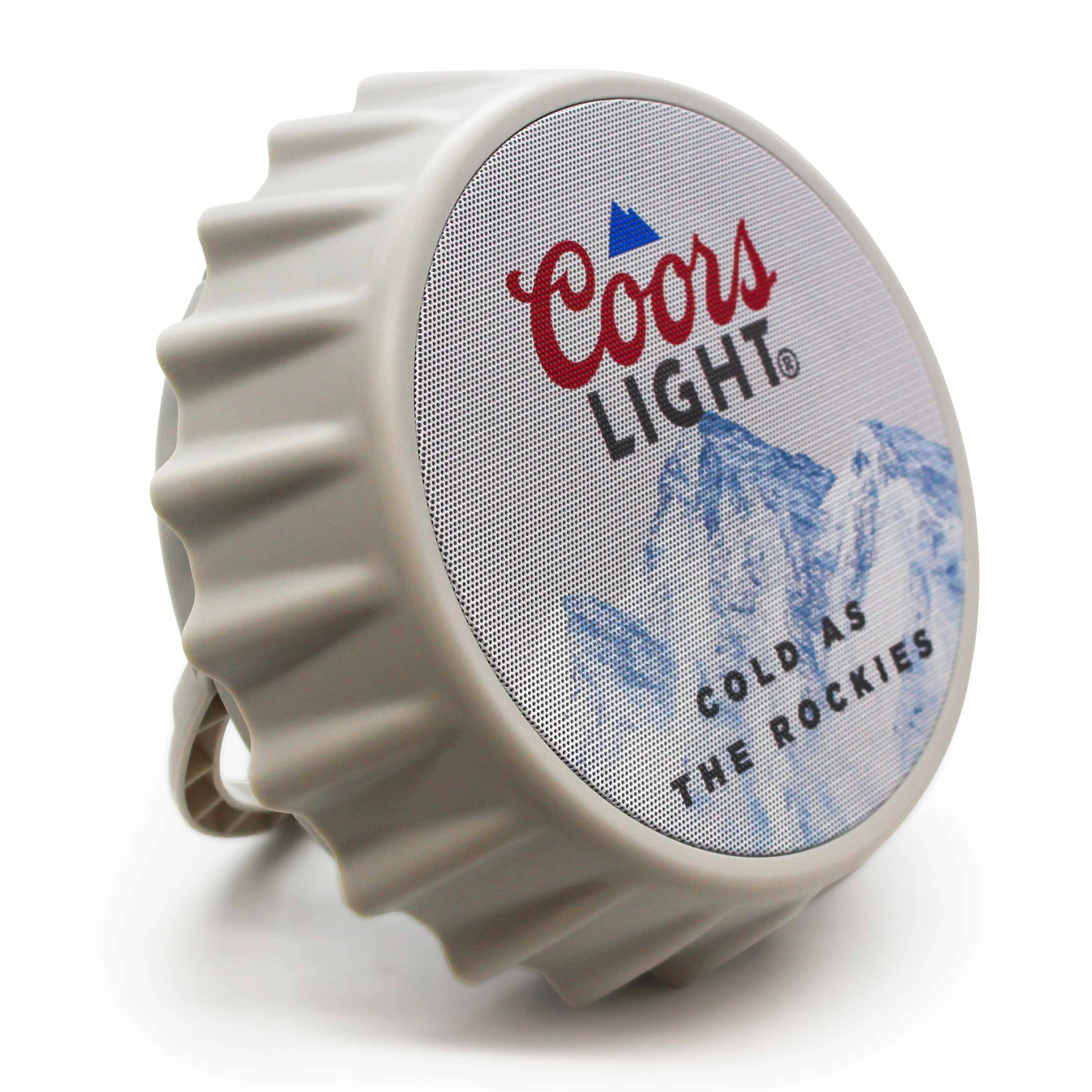Coors Light Bottle Cap Shaped Bluetooth Speaker with LED Lights, Kickstand, Wall Mountable
