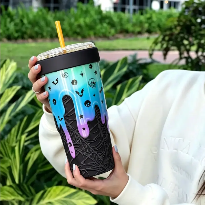 30oz Vacuum Insulated Stainless Steel Tumbler with Lid – 2-in-1 Cooler & Travel Cup, Sweat-Proof, Fits 16-24oz Iced Coffee & Bubble Tea, Leak-Proof Design, Ideal for Commute, Gym & On-the-Go Drinkware Portable