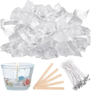 6 lb Gel Wax for Candle Making, Clear Jelly Candle Wax with Wooden Candle Wick Centering Device for DIY Candle Making Supplies