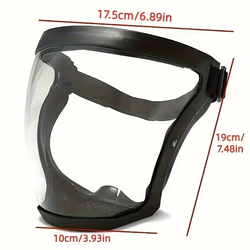 Adjustable Full-Face Protective Shield - Transparent Visor - Easy Drawstring Closure - Durable Plastic Safety Mask - Heat & Impact Resistant for Work, Kitchen and Outdoor Use