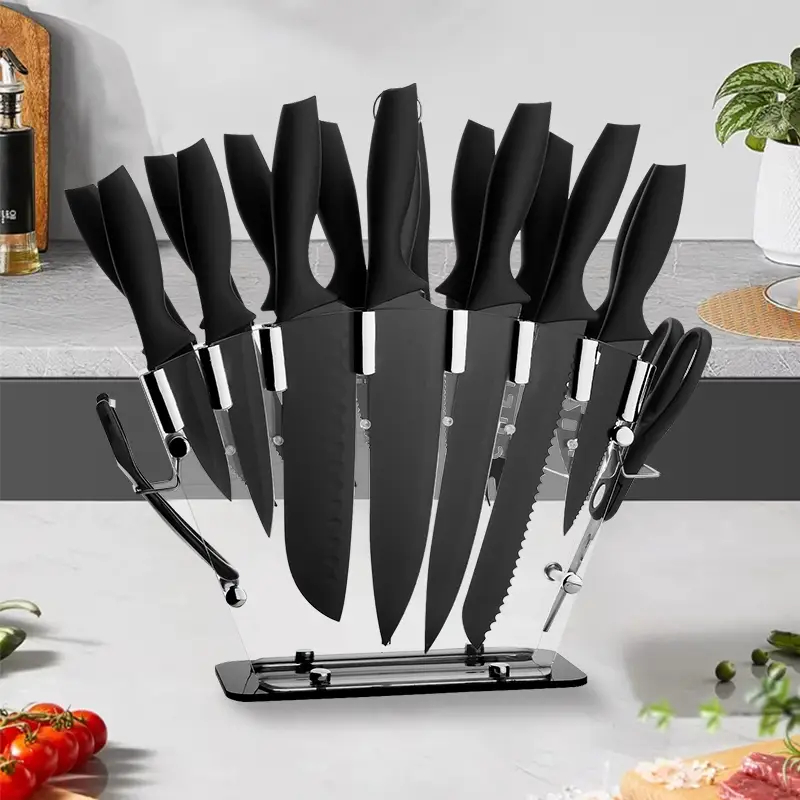 19 Pieces Kitchen Knife Set, High Carbon Stainless Steel,Sharp Includes Serrated Steak Knife Set with Combination Chef's Knife, Bread Knife, Scissors,