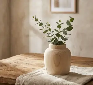 Natural Carved Wood Mini Vase – Rustic Decorative Accent