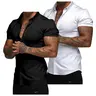 JMIERR Mens Muscle Fit Dress Shirts Casual Button Down Shirt Short Sleeve Wrinkle-Free Shirts
