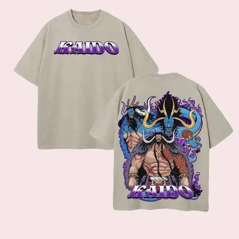 Kaido Beast Pirate Emperor Tee One Piece Anime Washed Shirt Heavyweight Cotton Dragon Form Streetwear Design Yonko Power Core Aesthetic Viral Anime TikTok Outfit  Anime Inspired graphic tees men gifts anime tshirt dailywear Menswear