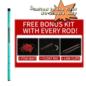 Asian Style Telepole - 16" Collapsed Telescopic Fishing Rod for Kids - Safe EVA Handle & Tangle-resistant Guides - Free Bonus Kit with Every Rod