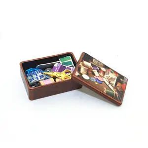 Realistic Mini Sewing Box Set with Color Coded Thread 1:12 Scale for Dollhouse Collector Scene Display, Perfect Gift for Model Enthusiasts, Miniature Set