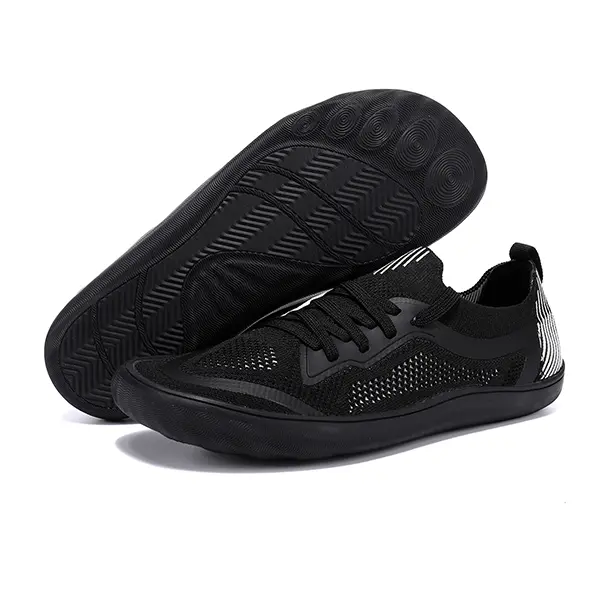 Lxso Unisex Minimalist Barefoot Knit Sneakers - Wide Toe Box, Zero Drop, Breathable Hollow Mesh, Arch Support Orthopedic Casual Daily Walking Office Trainers for Men & Women Footwear Walking Shoes