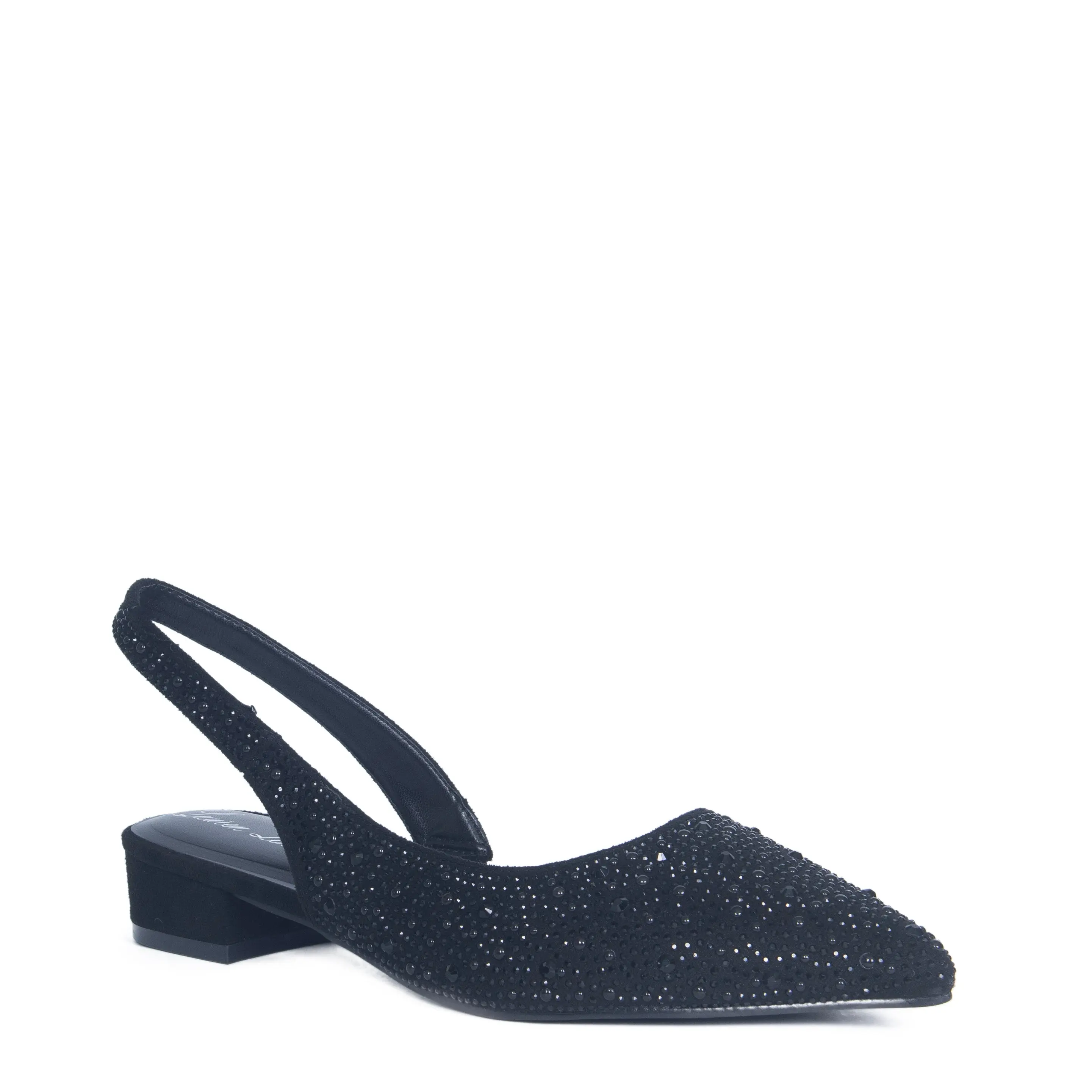 Lauren Lorraine JOY Women's Ankle Slingback Sandals with Rhinestone Embellishment Pointed Toe Slip-On Evening Shoe for Holiday Parties and Festive Occasions