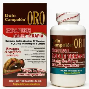 Dolo Campolon Oro Extra Fuerte 100 tab 1g Vitamins B1 B2 B6 B12 B Complex Healthcare Edible Supplement Dietary Fitness