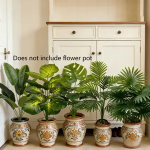 Artificial plants, 5-piece set, equipped with 60 large leaves, maintenance-free evergreen money tree, perfect for New Year, Valentine's Day, Easter, weddings, and more.Evergreen all year round, assemble the leaves yourself, pot not included.