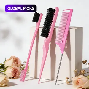 Hair Styling Tools Set,Hair Styling Kit for Baby Hair, Ponytail, Braids, Barber Salon Hairdressing Accessories for Women & Girls, Hair Combs
