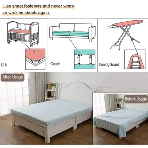 8Pcs Adjustable Bed Sheet Straps Clips, Elastic Mattress Sheet Fasteners Holder and Suspenders, Grippers to Hold Sheet, Mattress, Sofa, Couch, Table Cloth, Recliner Ironing Board Cover and More