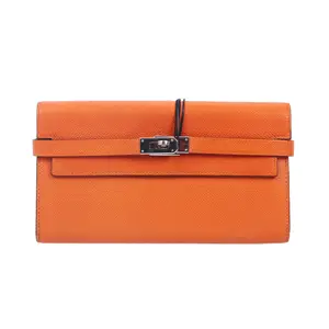 Pre-owned HERMÈS Epsom Calfskin Leather Wallet Hermes Kelly Orange 84664389
