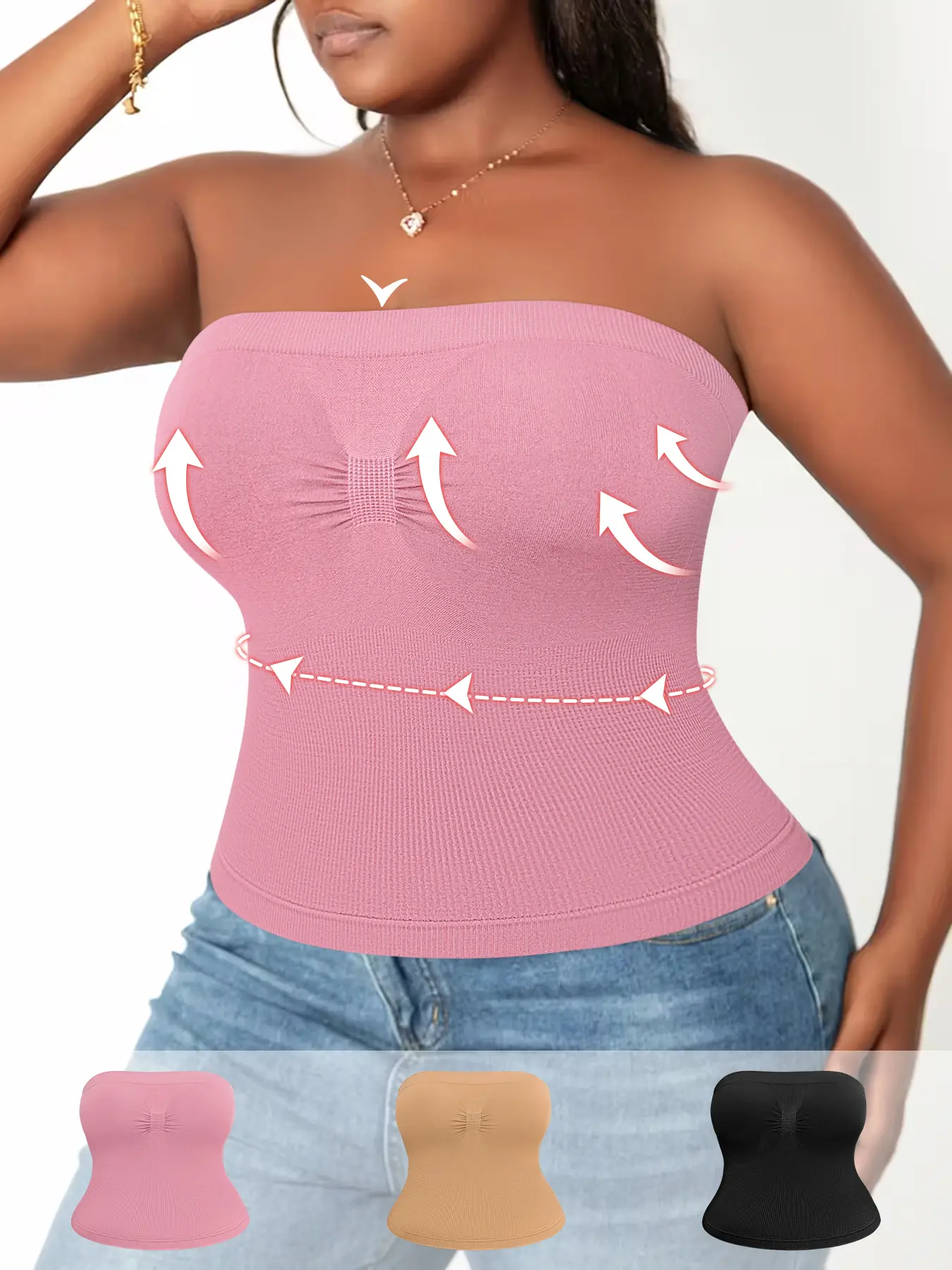 Women's Plus-Size Basic Waist-Cinching Shaping Camisole Bra Top - Shapewear for Women, Comfortable Breathable Form-Fitting, Hollow Mesh Back, Available in 1/2/3/4/5 Packs, Suitable for Everyday & Special Occasions